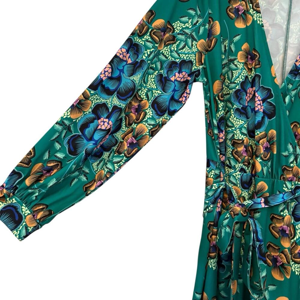 Eloquii Printed Wrap Maxi Dress Size 14 Tropical Resort Vacation Stretch - Picture 3 of 11